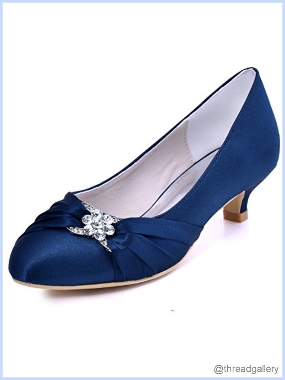 ELEGANTPARK Low Heel Dress Shoes Satin Wedding Heels Closed Toe